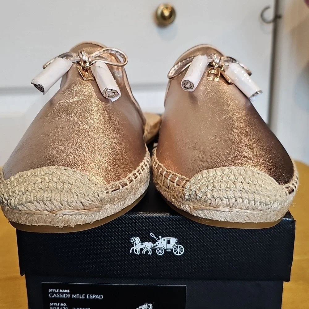 Coach Cassidy Metallic Champagne Esparadilles Sz 8 NIB MSRP $178